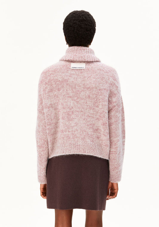 MOULINÉ BRUSHED STRICKJACKE Mohair-Woll-Mix - Velvet Ember-Oatmilk