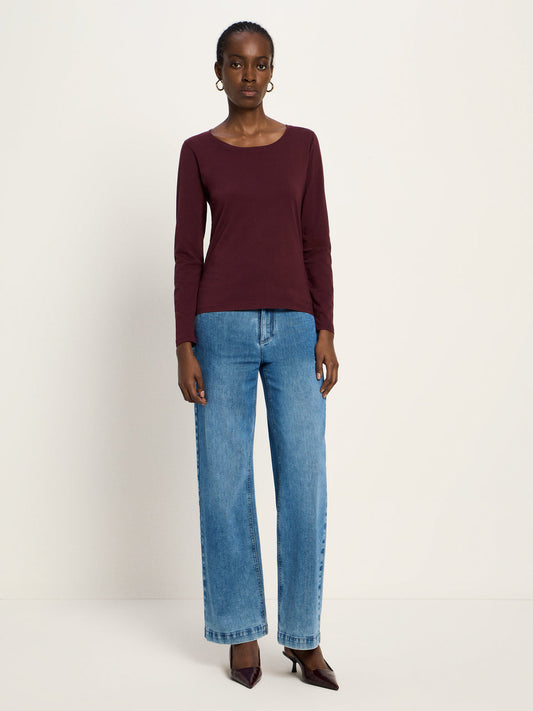 LANGARMSHIRT (GOTS) - bordeaux