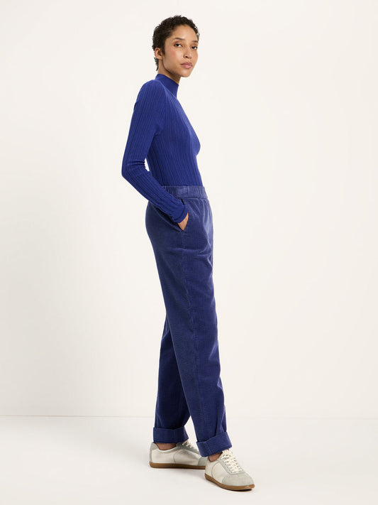 Kord Hose mit Gummizug GOTS - blue
