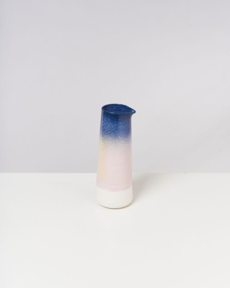 Pinguim Karaffe blau rosa gesprenkelt