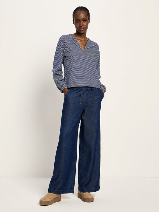 BLUSENSHIRT (GOTS) - purple blue/creme