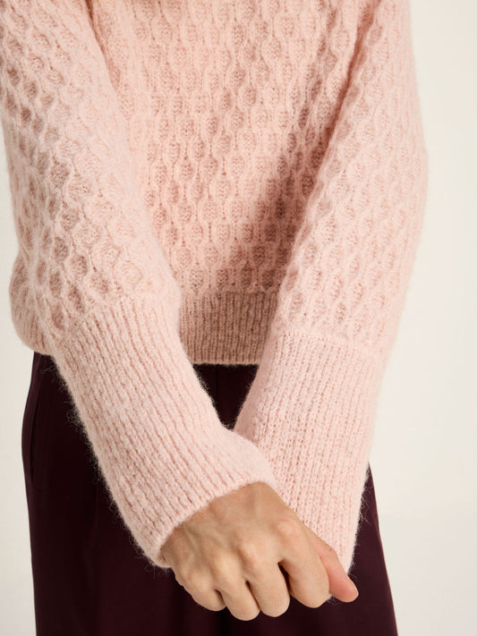Pullover mit ZOPFSTRICK - aus Alpakawolle - rose