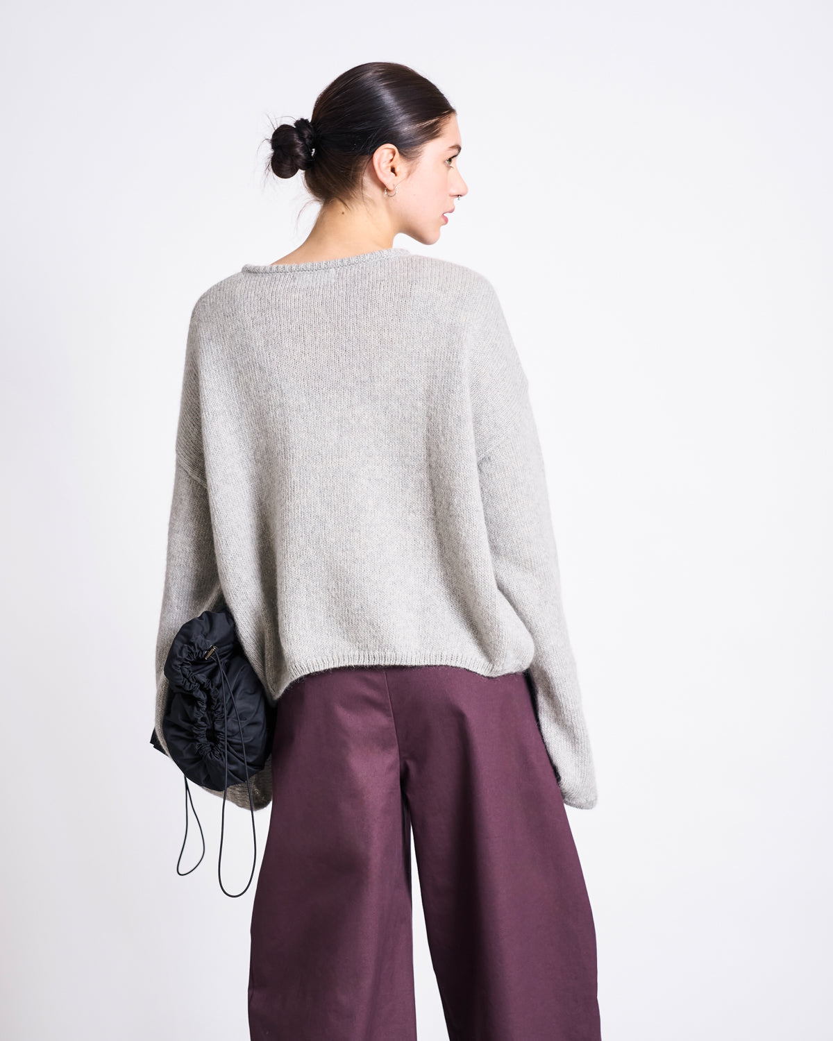 ORGANIC COTTON BARREL PANTS YAURI - cherry lacquer