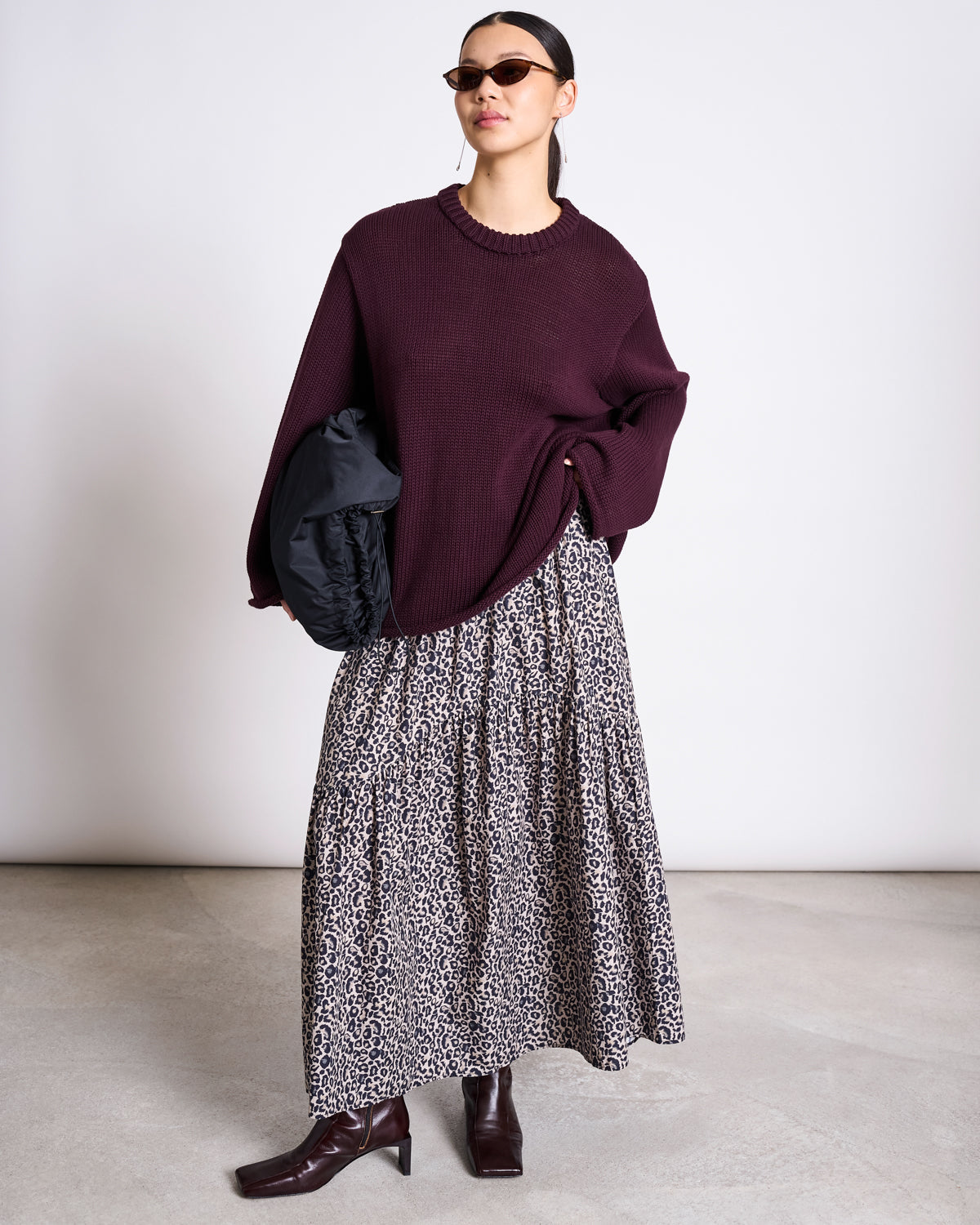TIERED MAXI SKIRT ALCA - leo print