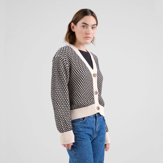 Cardigan Kanan Bubble Knit - Black/Vanilla White