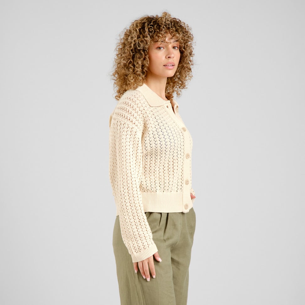 Knitted Cardigan Rosendal Crochet - Vanilla White
