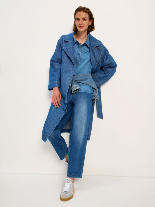 JEANS BLUSE - aus TENCEL™ - mid blue denim