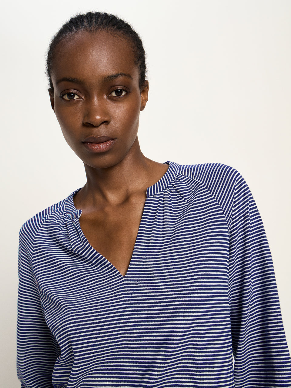 BLUSENSHIRT (GOTS) - purple blue/creme