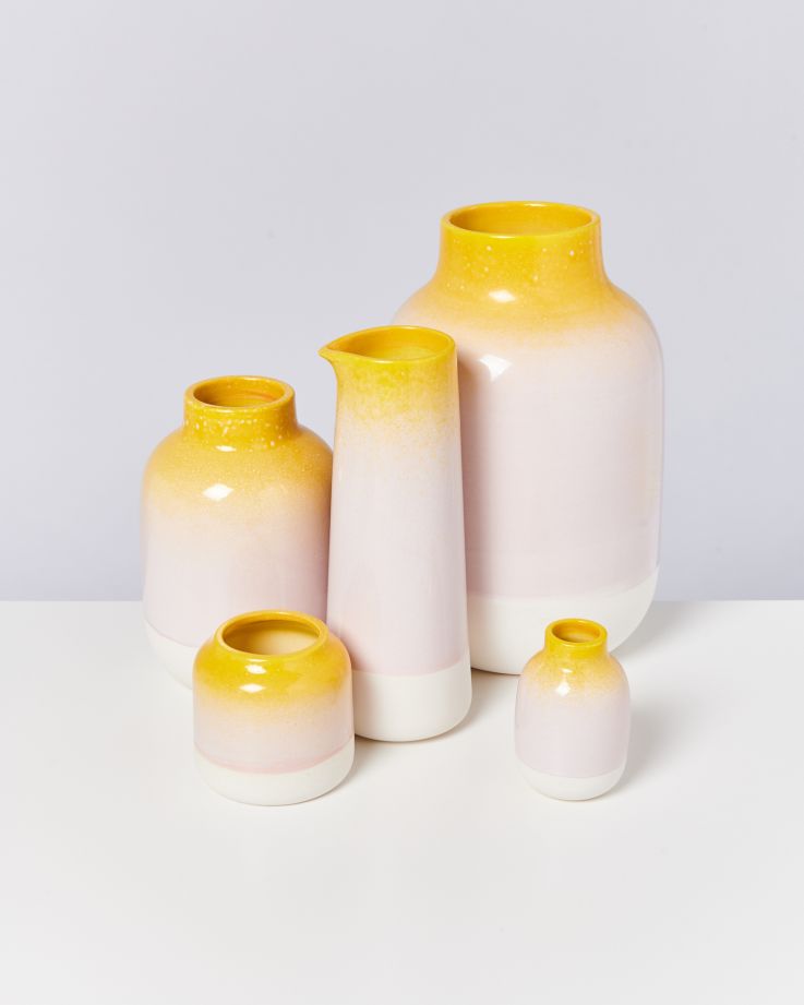 Vase Nuno M gelb rosa gesprenkelt