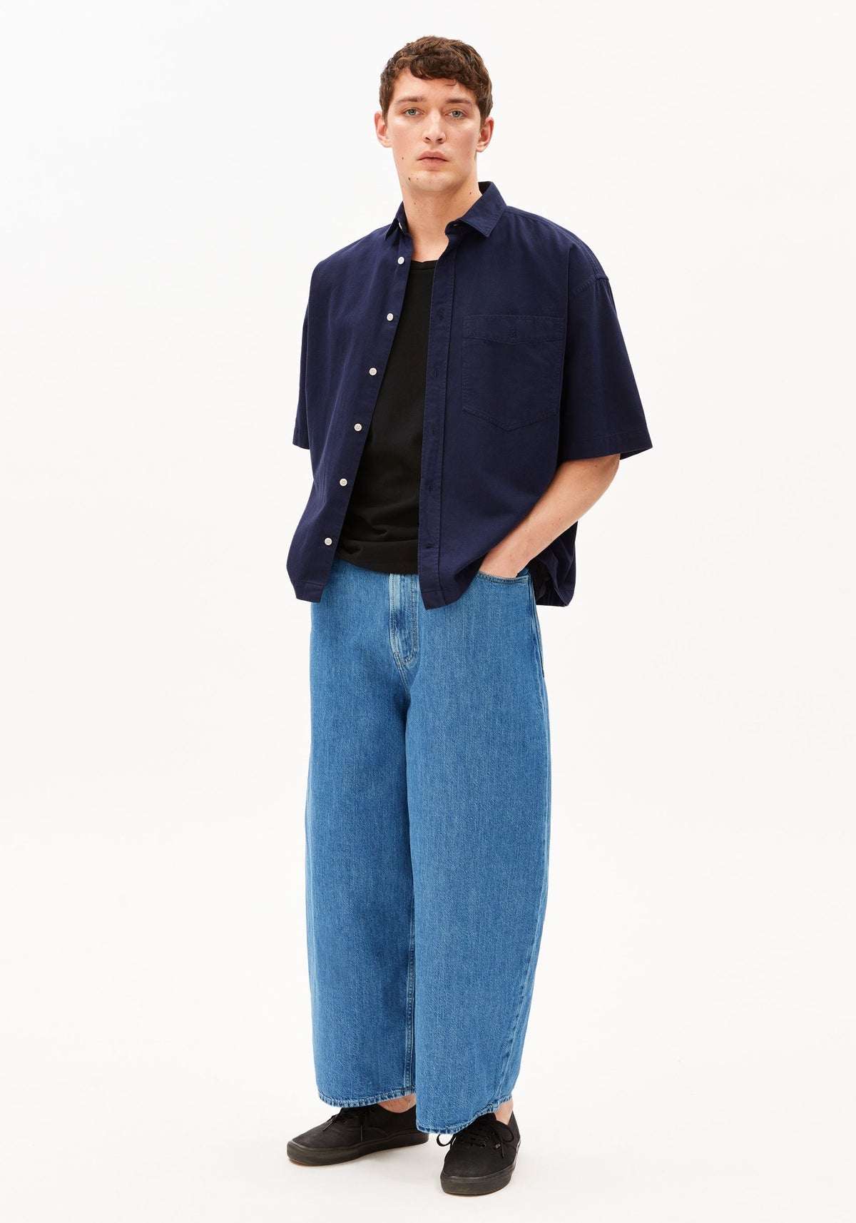 Shortsleeve Shirt COTTON LINO - tinted navy
