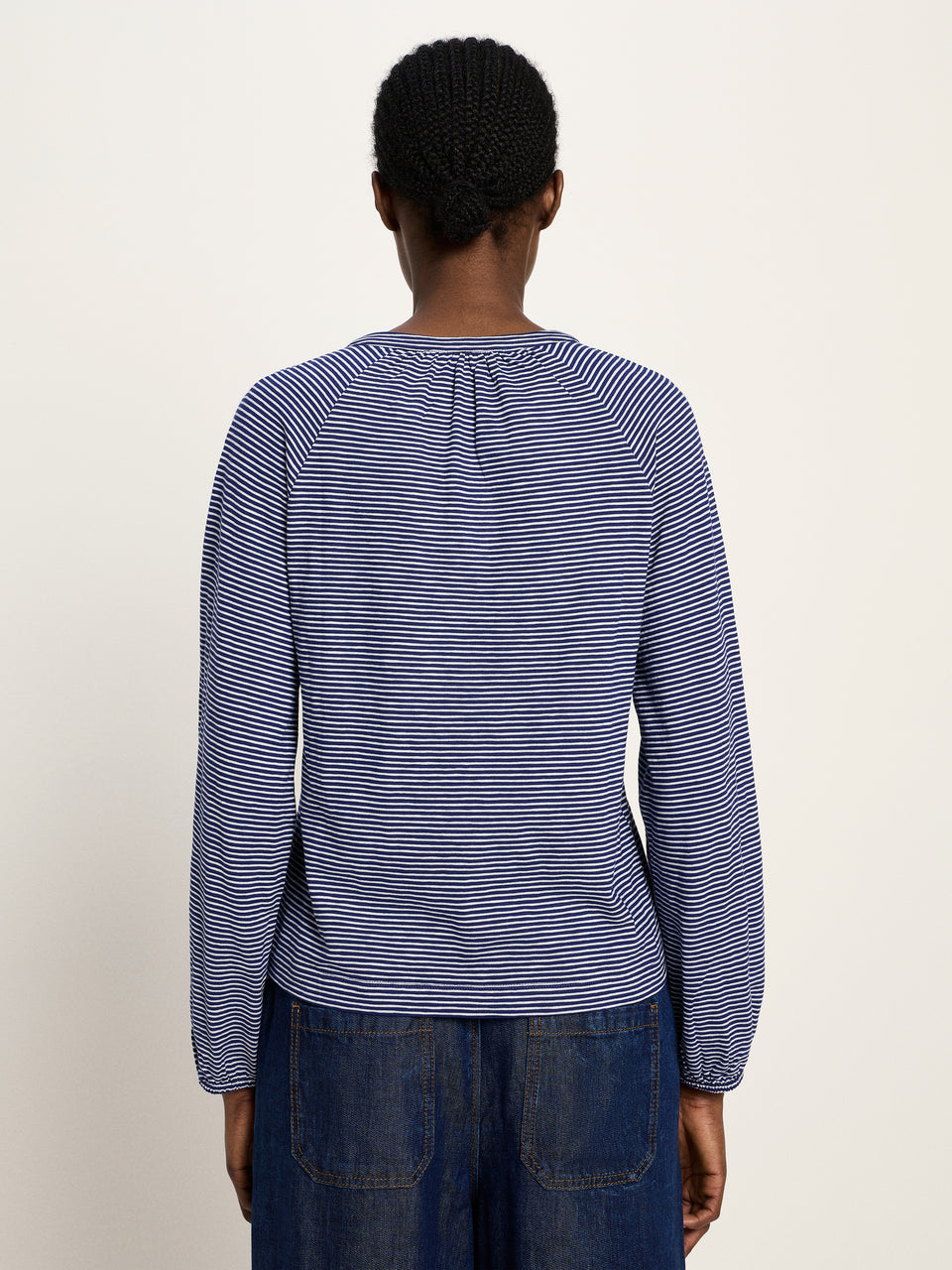 BLUSENSHIRT (GOTS) - purple blue/creme
