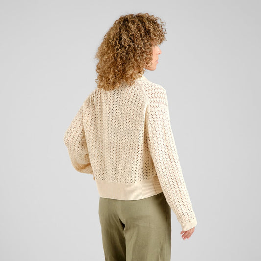 Knitted Cardigan Rosendal Crochet - Vanilla White