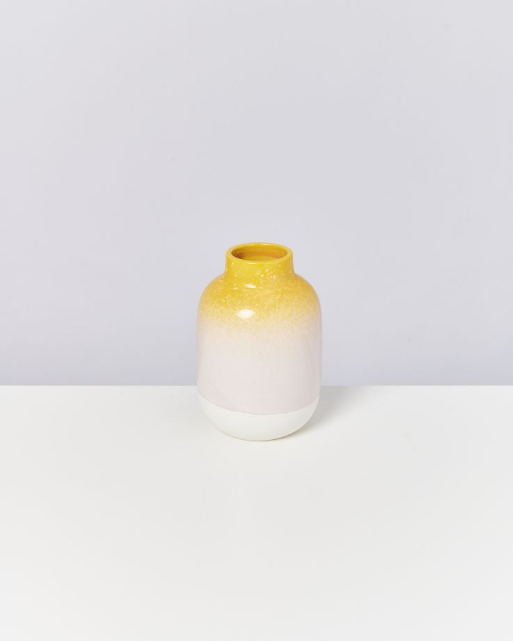 Vase Nuno M gelb rosa gesprenkelt