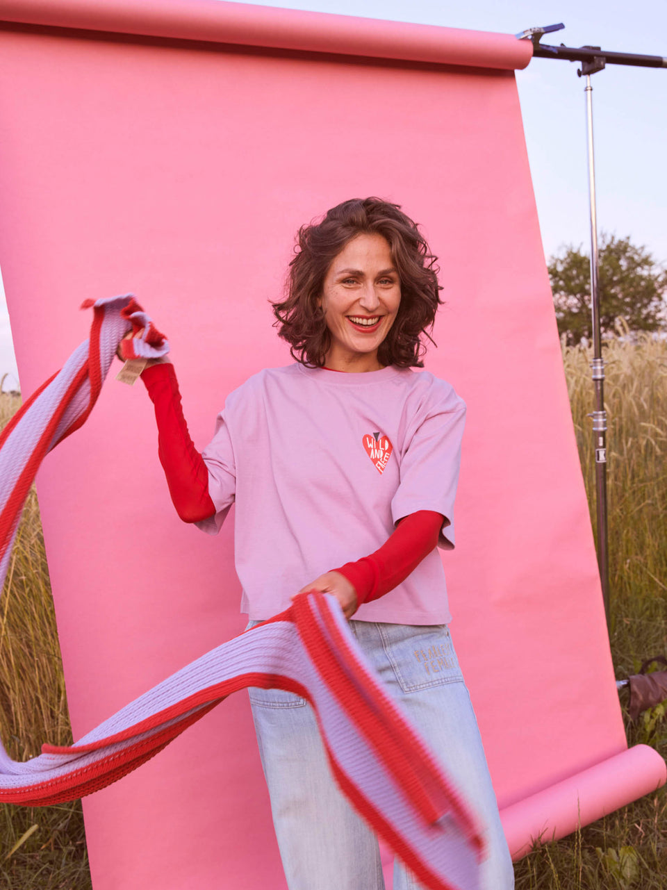 Oversized Statementshirt (GOTS) - Herzmotiv, berry - {LANIUSxTCC}