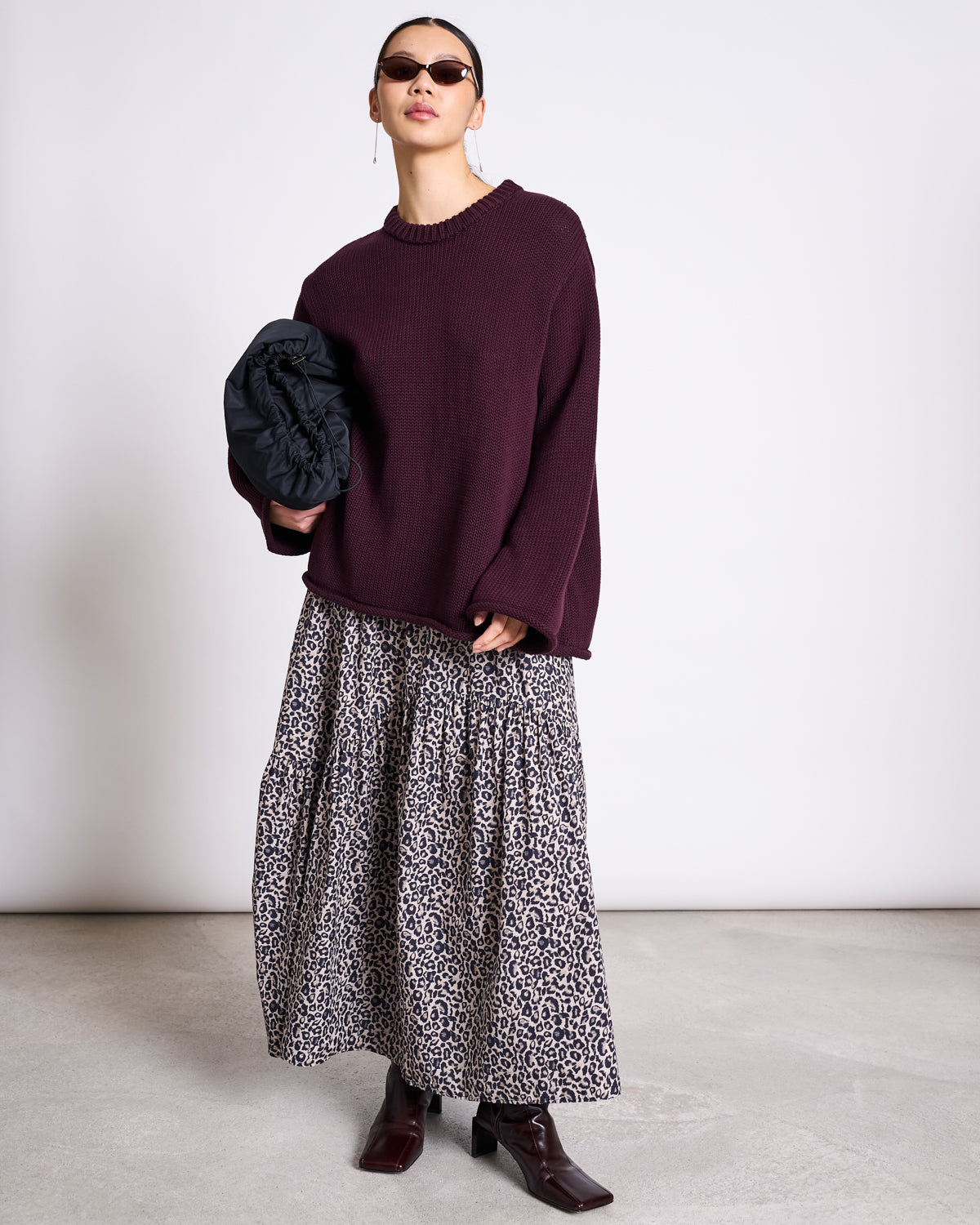 TIERED MAXI SKIRT ALCA - leo print