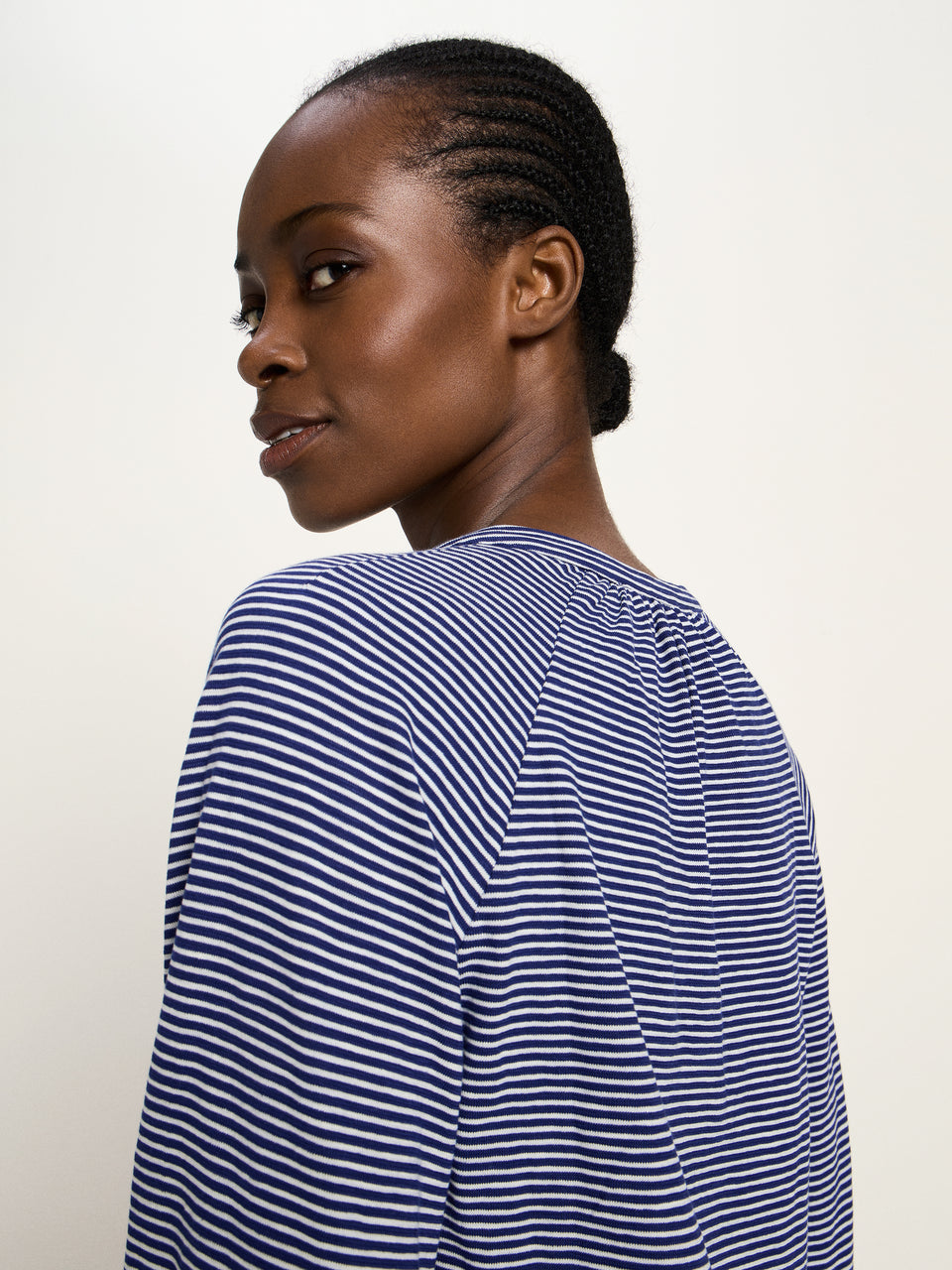 BLUSENSHIRT (GOTS) - purple blue/creme