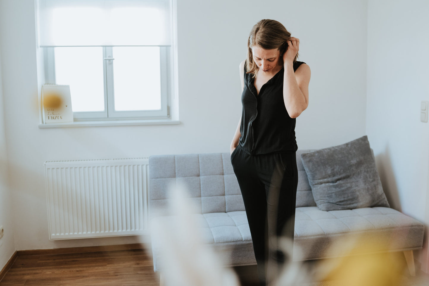 Jumpsuit aus Tencel in schwarz