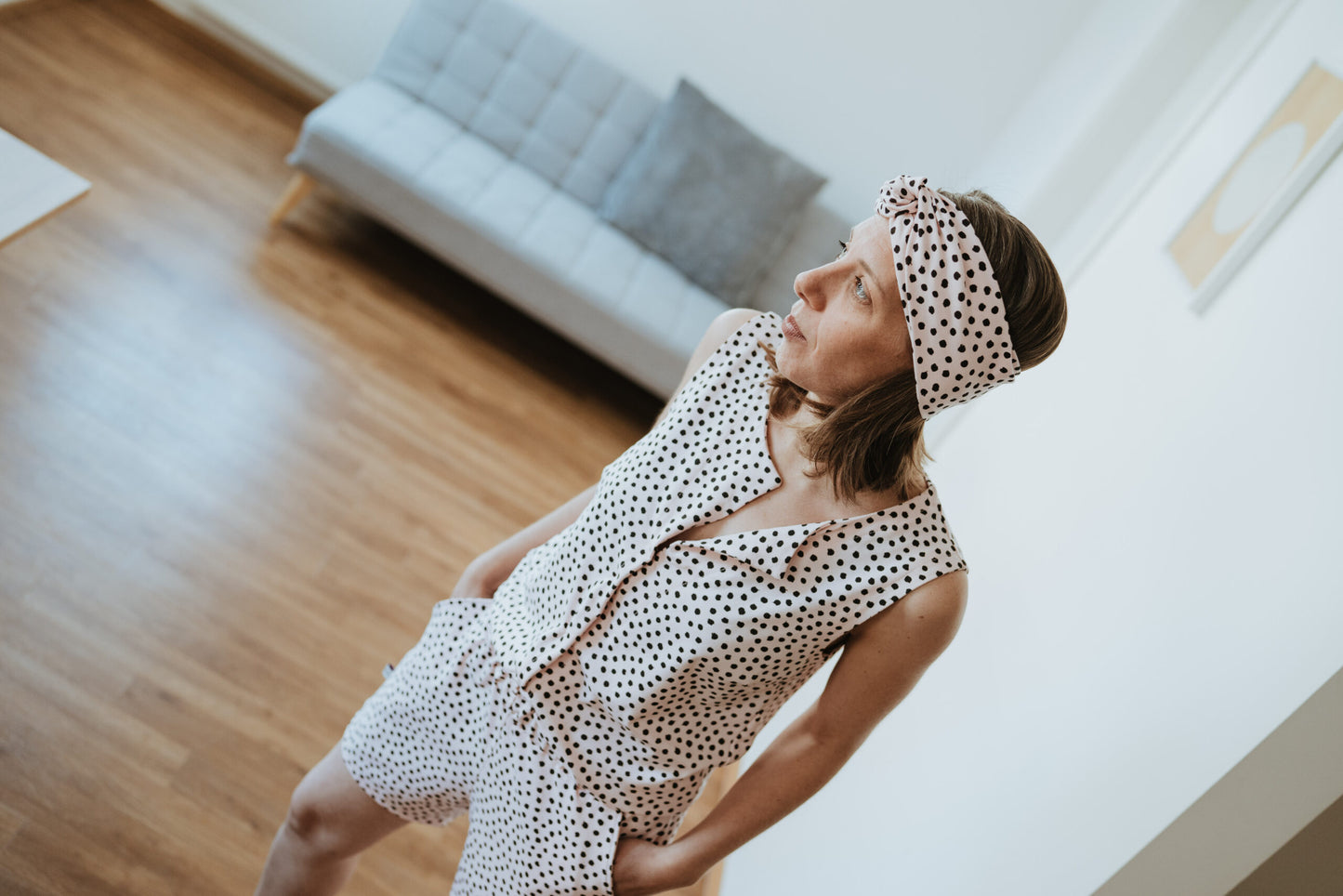 Jumpsuit aus Bio-Jersey in rosa mit schwarz