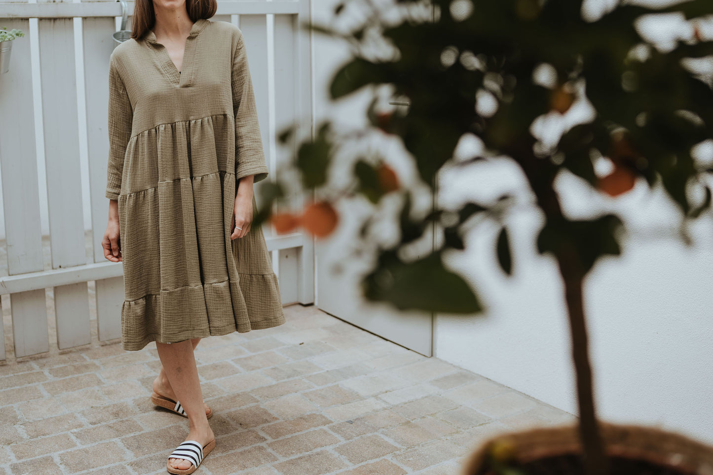 Oversized Midikleid im Boho-Chic, aus Musselin in diversen Farben
