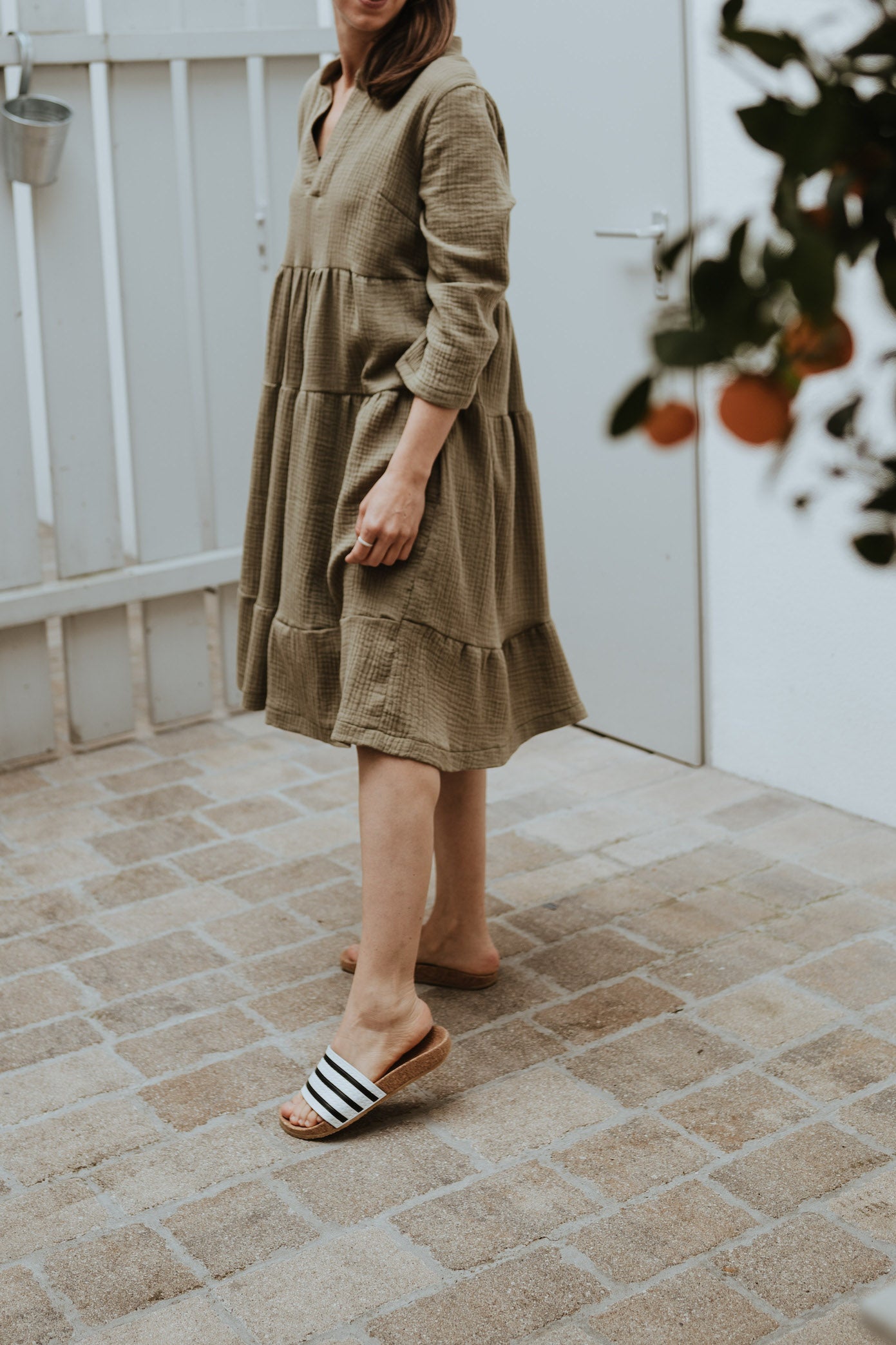 Oversized Midikleid im Boho-Chic, aus Musselin in diversen Farben