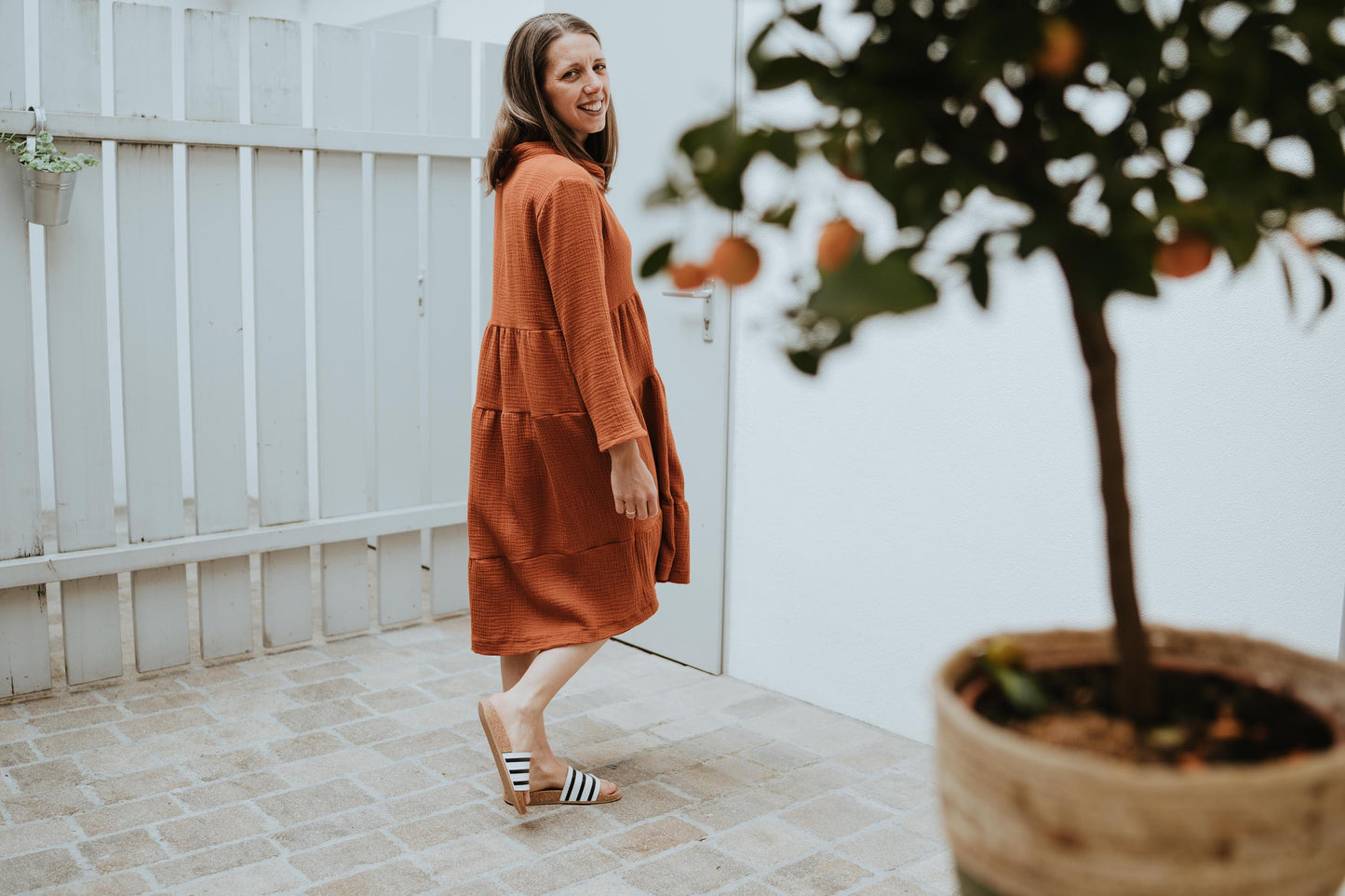 Oversized Midikleid im Boho-Chic, aus Musselin in diversen Farben