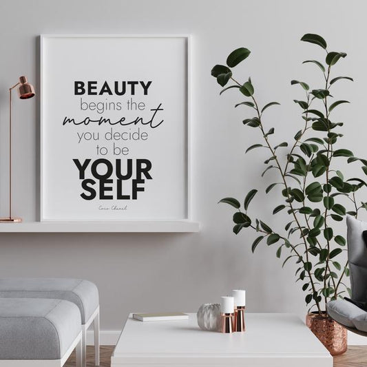 Poster A3 BE YOURSELF - Zitat Coco Chanel