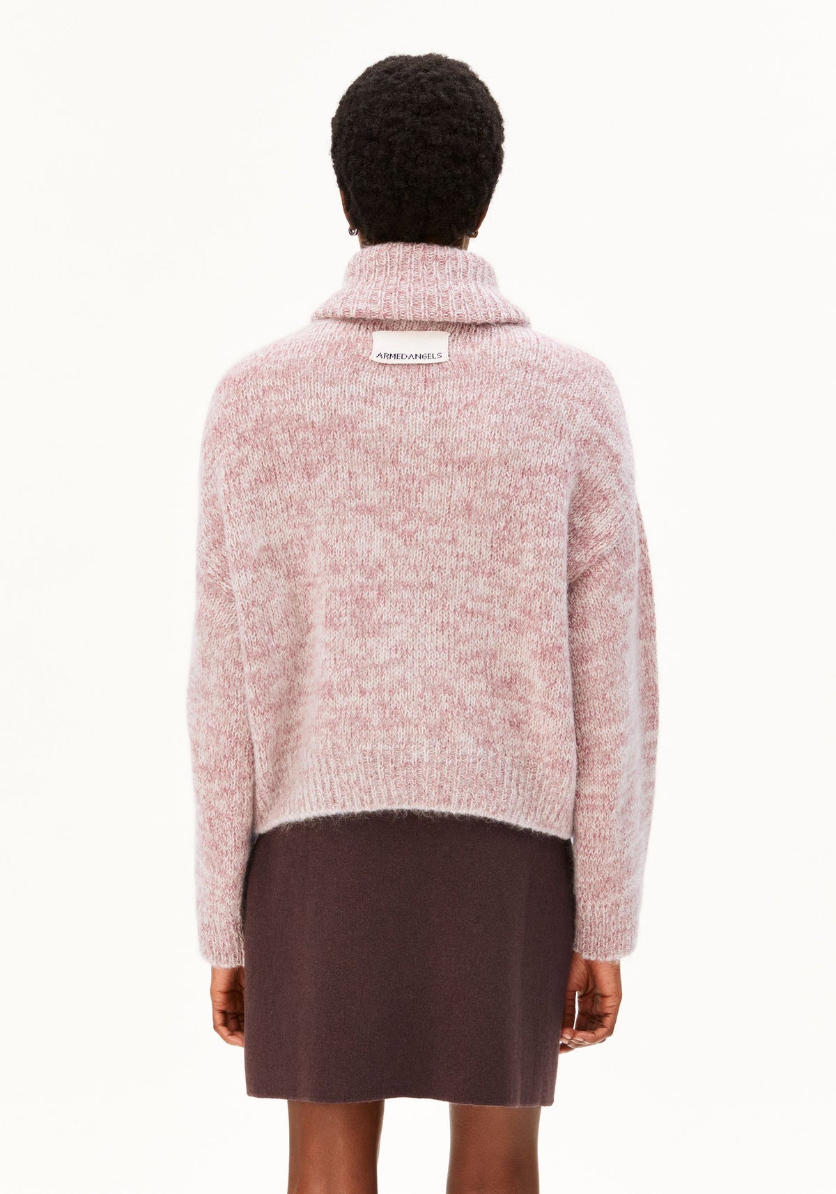 MOULINÉ BRUSHED STRICKJACKE Mohair-Woll-Mix - Velvet Ember-Oatmilk
