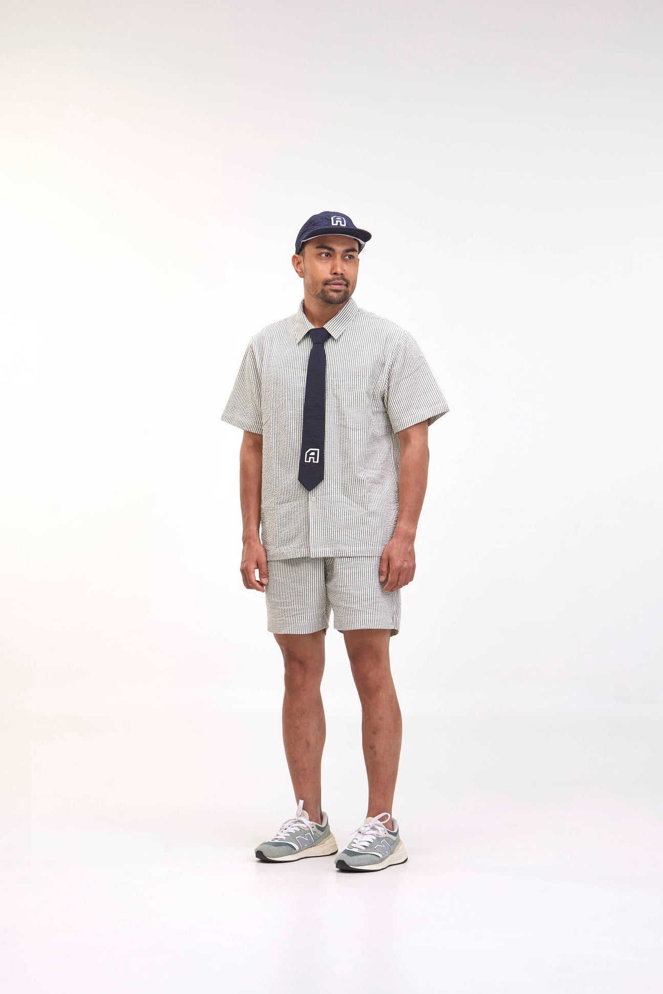 Hose Rishi Shorts - Green/White Seersucker