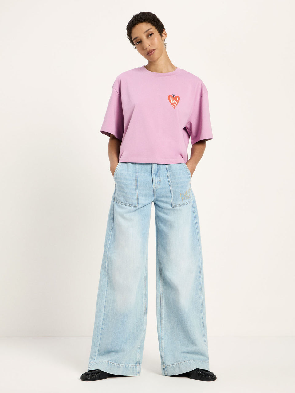 Oversized Statementshirt (GOTS) - Herzmotiv, berry - {LANIUSxTCC}