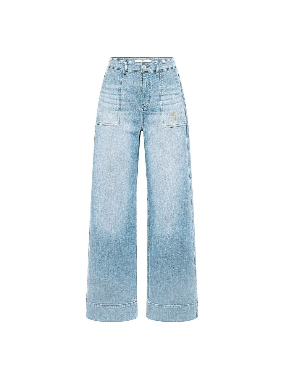 Wide Jeans "TIDE" mit Stickereien GOTS - light blue denim {LANIUSxTCC}