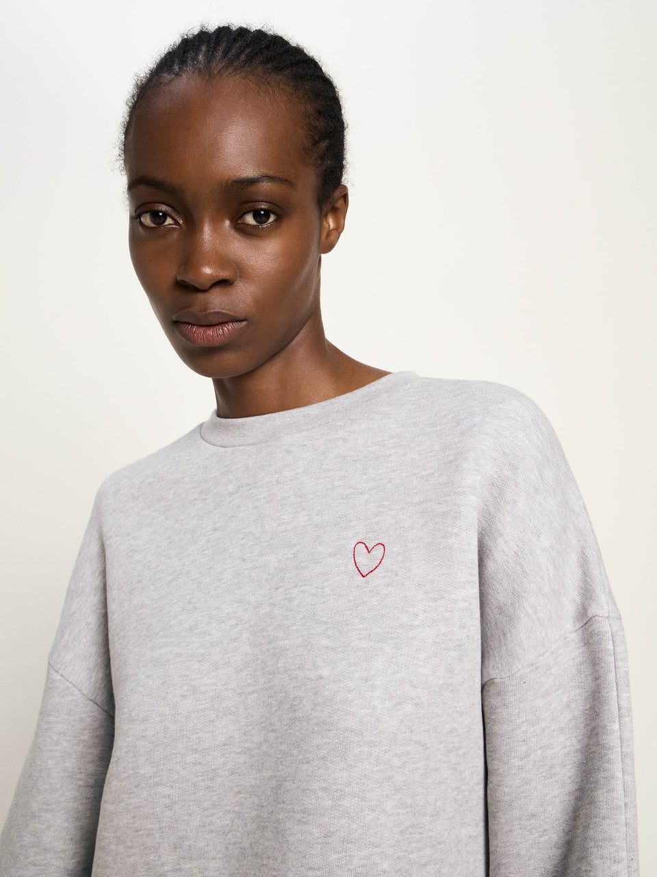 STATEMENTSWEATSHIRT (GOTS) - aus Bio-Baumwolle - grey melange/heart