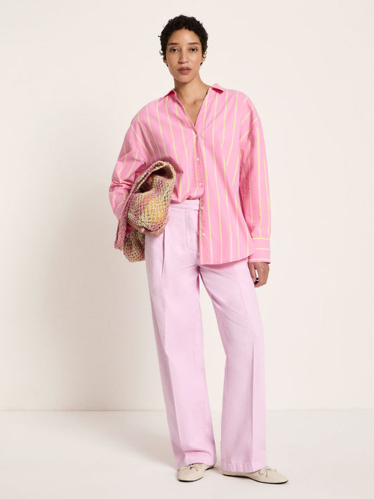 Streifenhemd GOTS - bright orchid/ sun