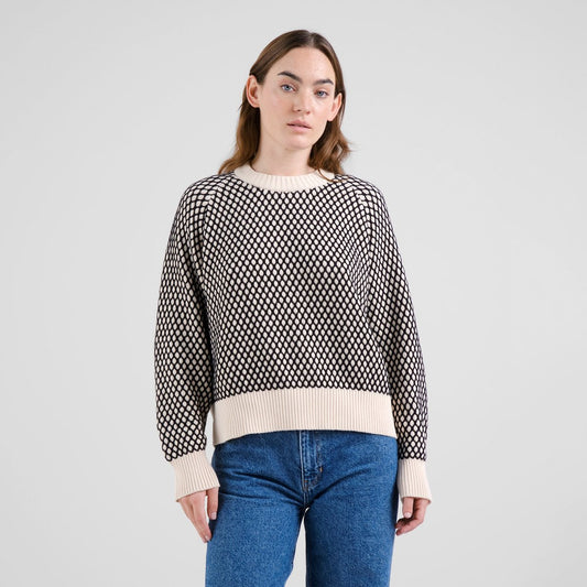 Sweater Husie Bubble Knit - Black/Vanilla White