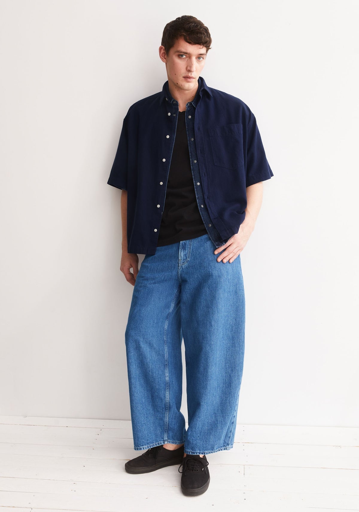 Shortsleeve Shirt COTTON LINO - tinted navy