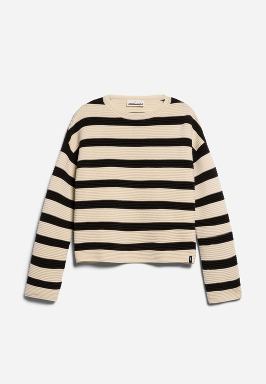 Pullover MERINAA STRIPED (oatmilk-black)