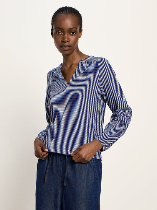BLUSENSHIRT (GOTS) - purple blue/creme