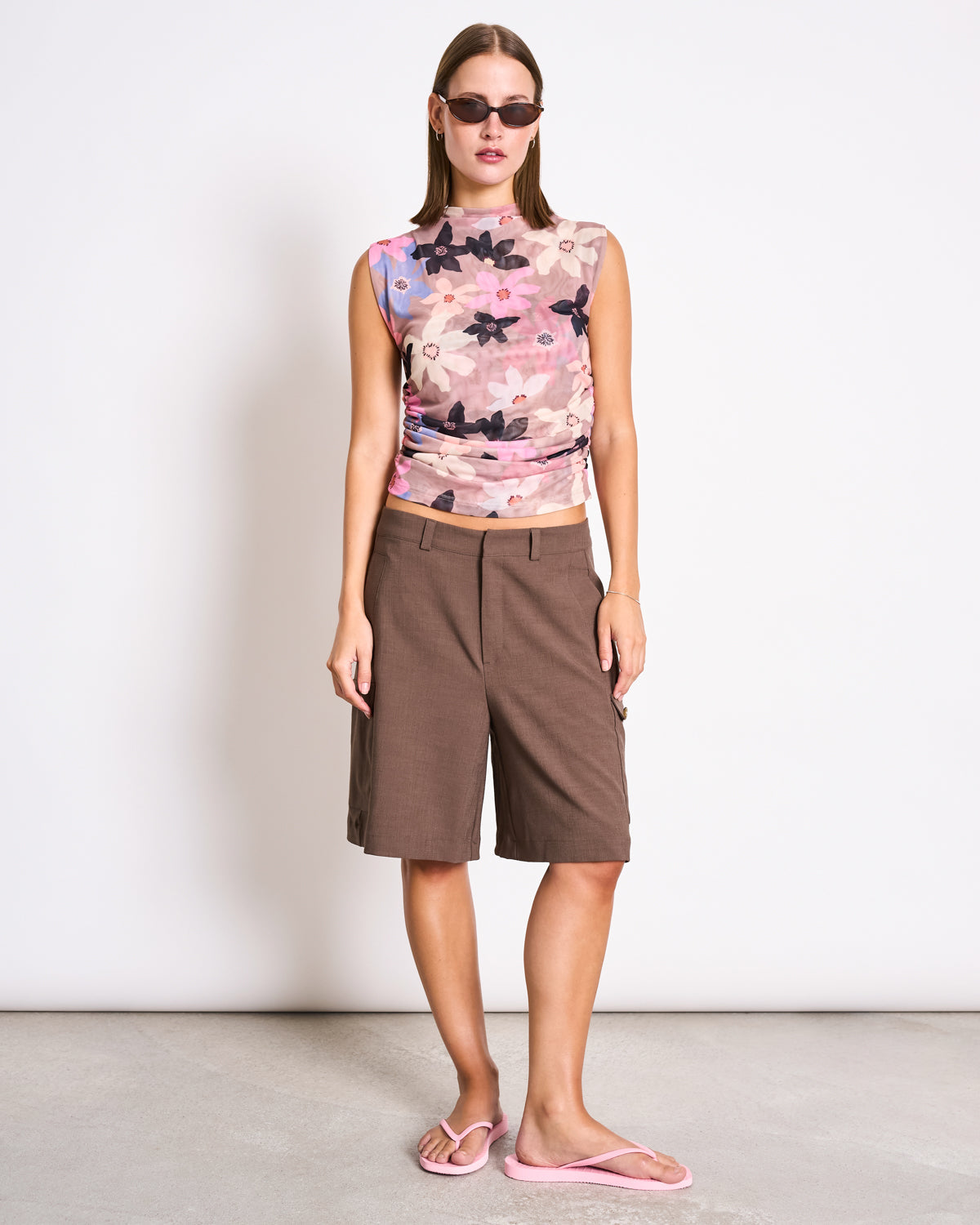 RUFFLE MESH TOP LAGUNA - verschiedene Farben