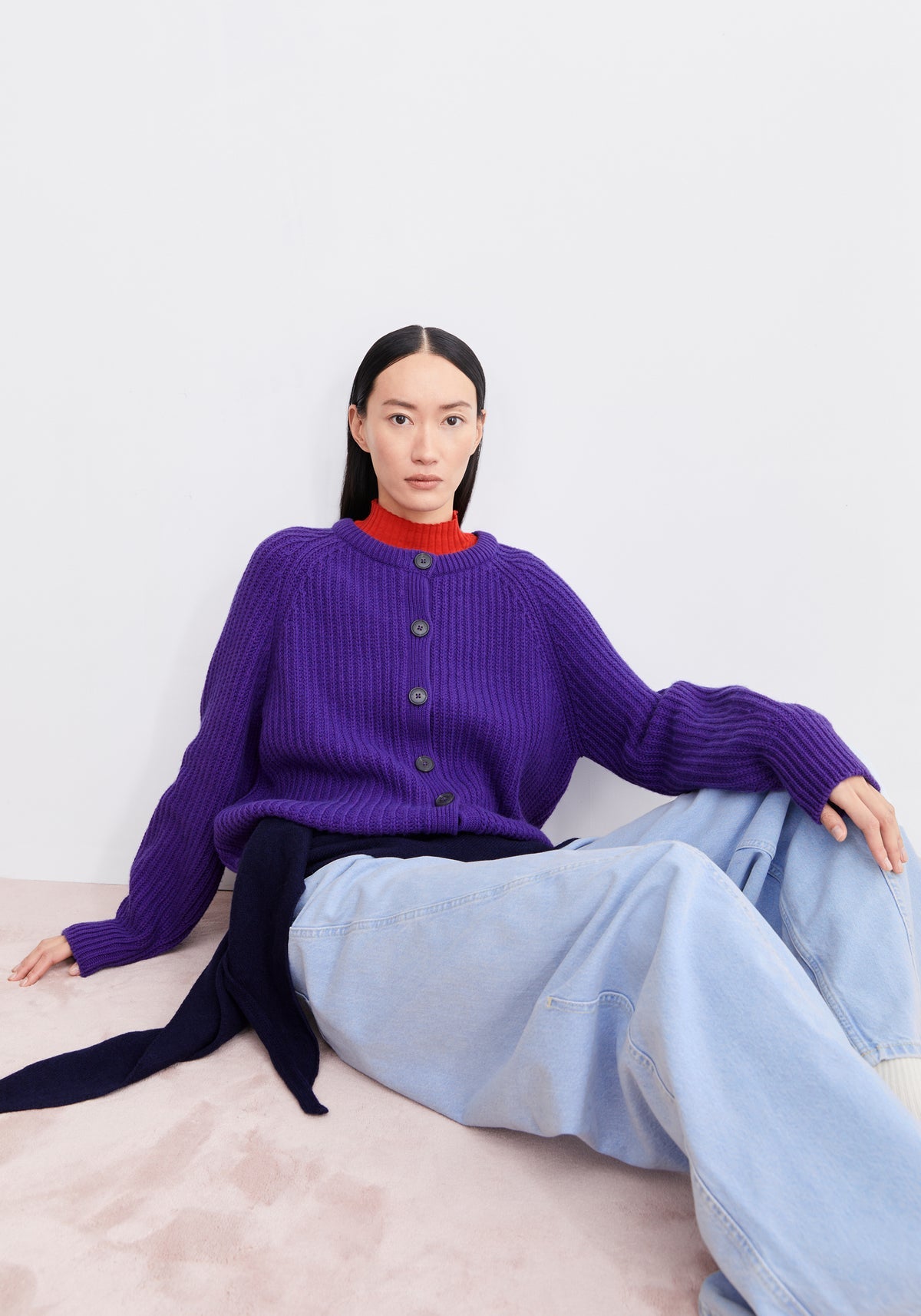 Strickjacke SELMAA - indigo lilac