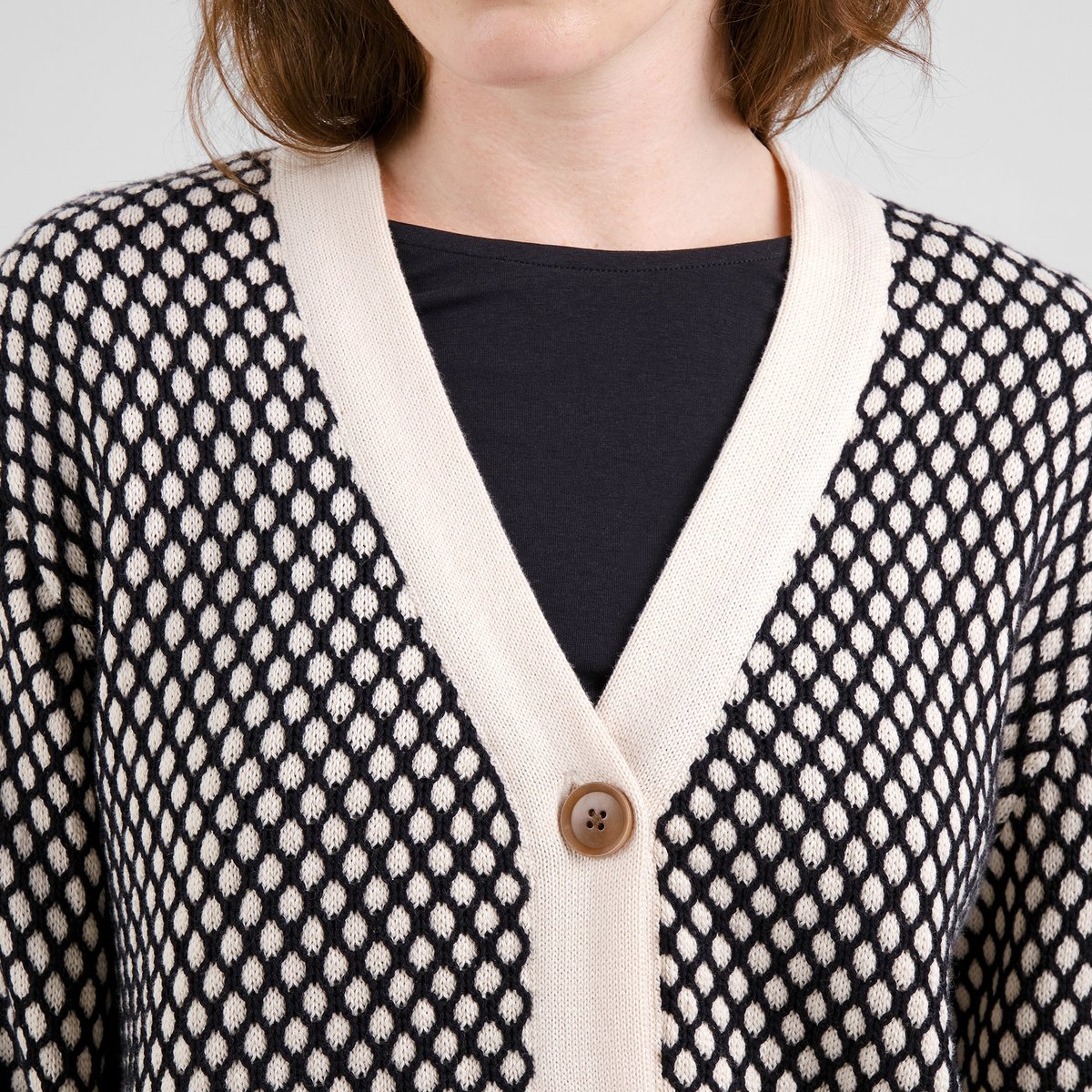 Cardigan Kanan Bubble Knit - Black/Vanilla White