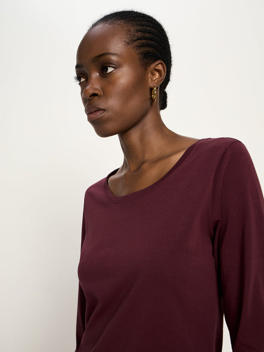 LANGARMSHIRT (GOTS) - bordeaux