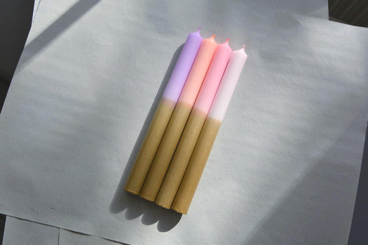 Stabkerze gold & lila/ apricot/ rosa (No 35)