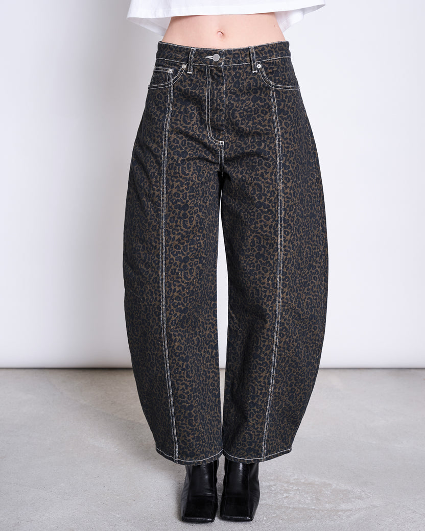 BARREL LEG DENIM JEANS FAYA - dark leo print