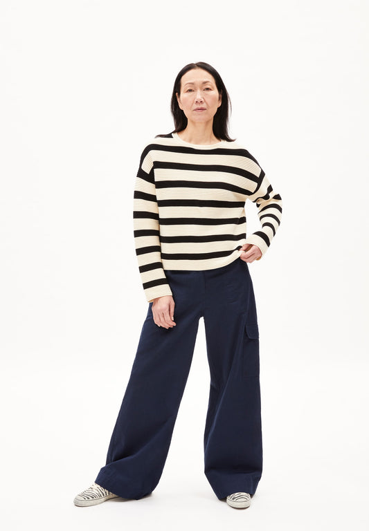 Pullover MERINAA STRIPED (oatmilk-black)