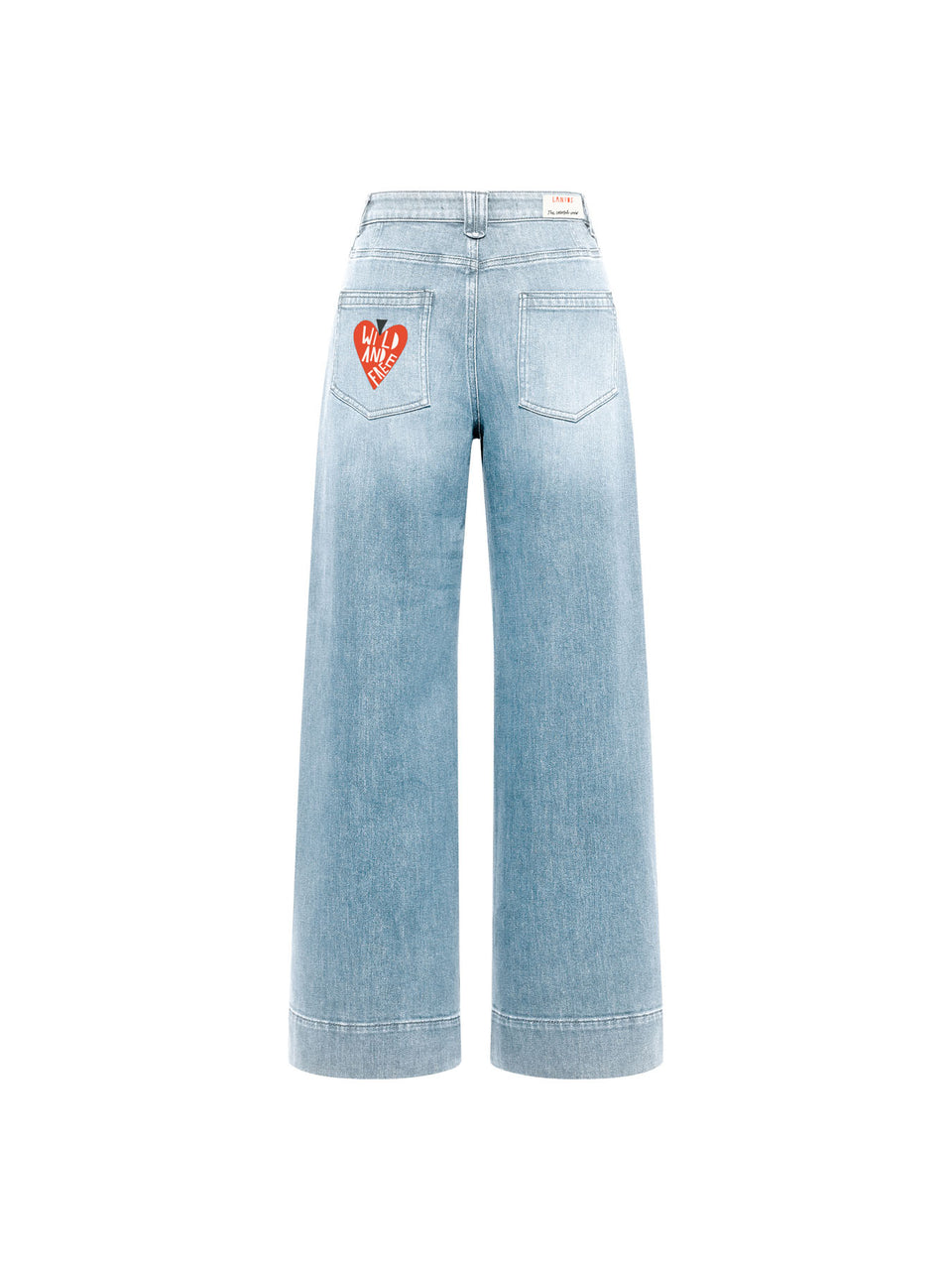 Wide Jeans "TIDE" mit Stickereien GOTS - light blue denim {LANIUSxTCC}