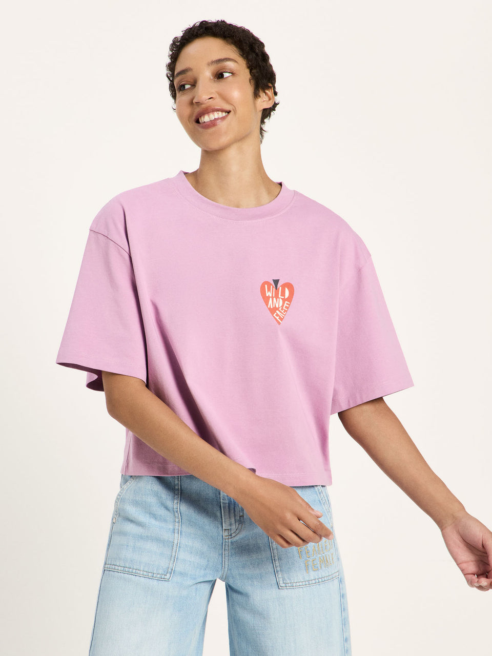 Oversized Statementshirt (GOTS) - Herzmotiv, berry - {LANIUSxTCC}