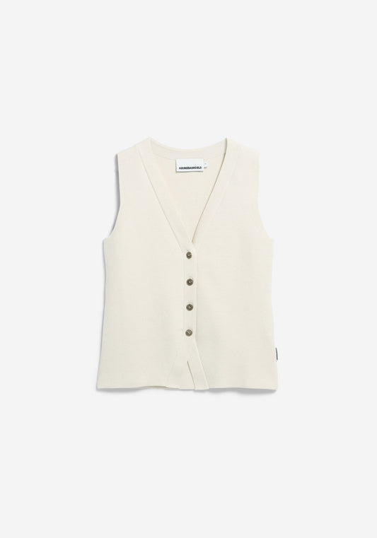 COMPACT BUTTONED KNIT VEST - oatmilk