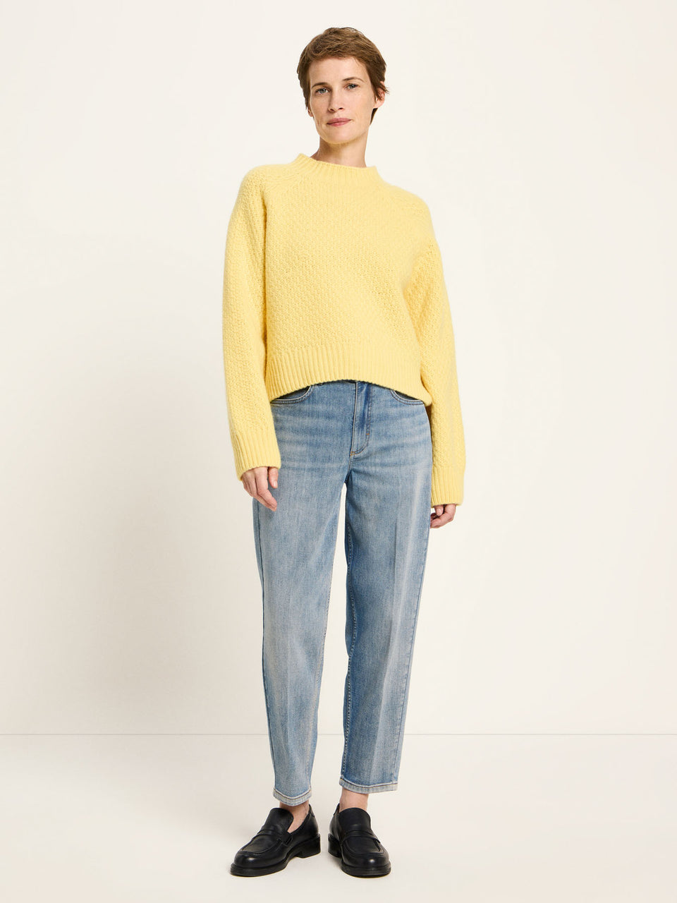 STRUKTURPULLOVER - aus Merinowolle und Kaschmir - yellow