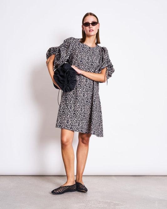 COTTON MINI DRESS MALUS - lep print