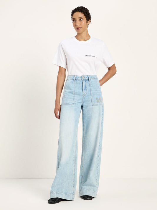 Wide Jeans "TIDE" mit Stickereien GOTS - light blue denim {LANIUSxTCC}
