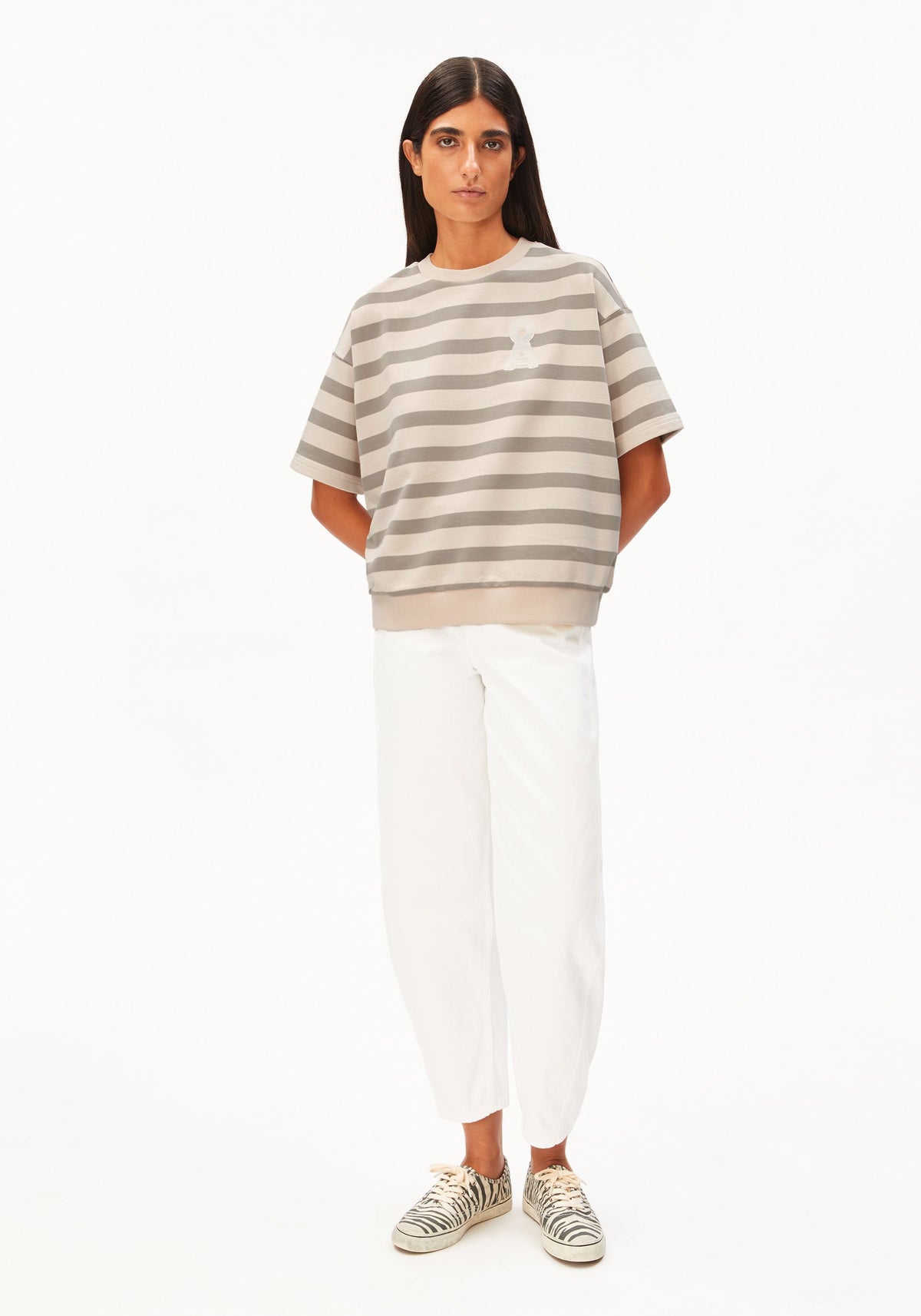 Sweatshirt BAMIKAA GESTREIFT - Undyed-Seal Grey